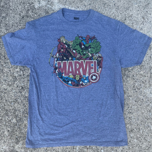 Clean Vintage Marvel Graphic T-Shirt in Blue Size L
