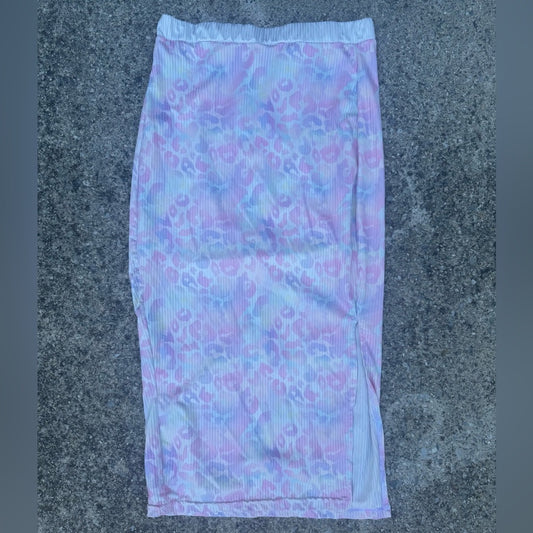 Clean Cute Designer Logan Pastel Leopard Print Women's Maxi Skirt Size S