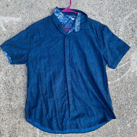 Clean Robert Graham Blue Casual Button Down Shirt Size L