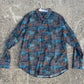 Clean Worn Once Robert Graham Blue and Brown Patterned Button Down Shirt Size L