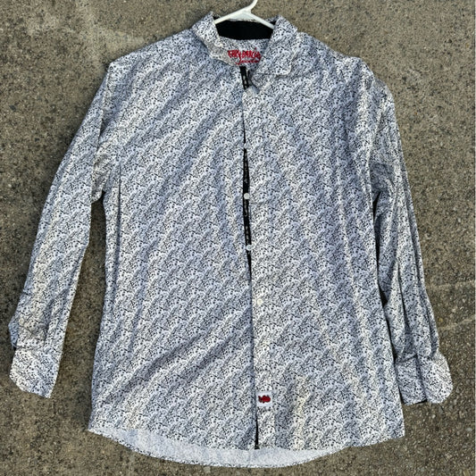 Clean Jerry Garcia Black and White Artistic Button Down Shirt Size L