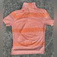 Express Men's Striped Coral and Orange Polo