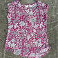 Clean Rachel Ashwell Floral Cap Sleeve Blouse in Pink and White Size M