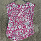 Clean Rachel Ashwell Floral Cap Sleeve Blouse in Pink and White Size M