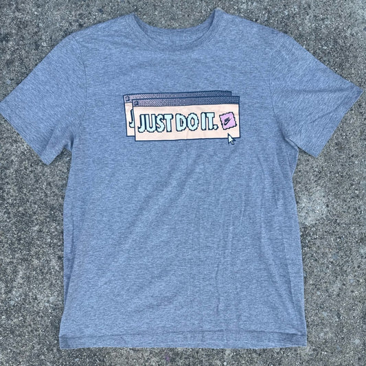 Clean Nike Tech Charcoal Tee with Just Do It Logo Size M