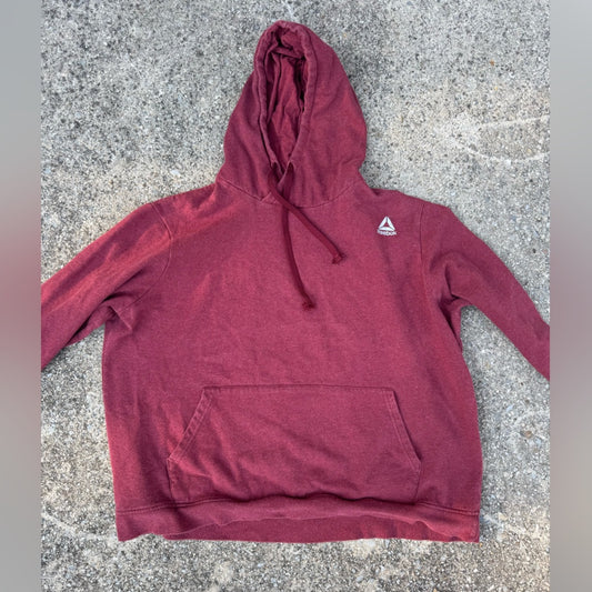 Clean Preloved Reebok Burgundy Hoodie with Logo Size 2XL