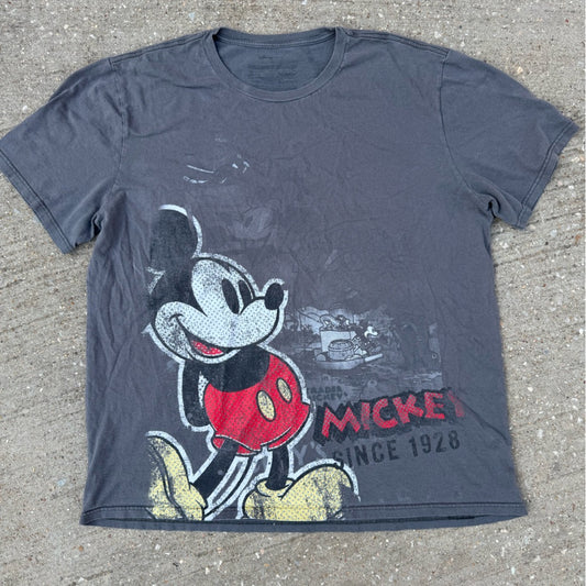 Clean Rare Vintage Gray Mickey Mouse Graphic T-Shirt Size 2XL