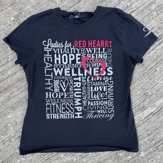 Clean Pre-loved Women’s Uplifting Message Hanes Nano-T Black Graphic T-Shirt - M