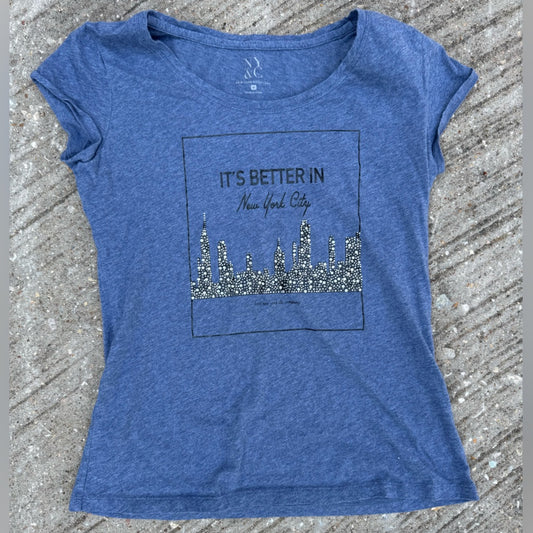 Clean New York & Company Heather Blue It’s Better in NYC Tee Size M