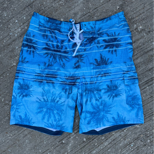 Clean Speedo Palm Tree Teal Swim Shorts Size XL