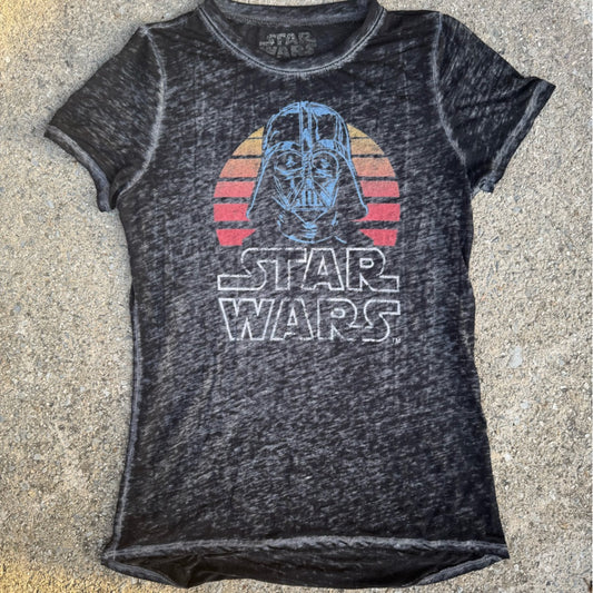 Vintage Star Wars Woman’s T-Shirt - Black with Darth Vader Graphic Size S