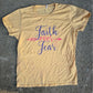 Clean Alstyle Yellow Tee with Pink and Purple Faith Over Fear Graphic Size XL