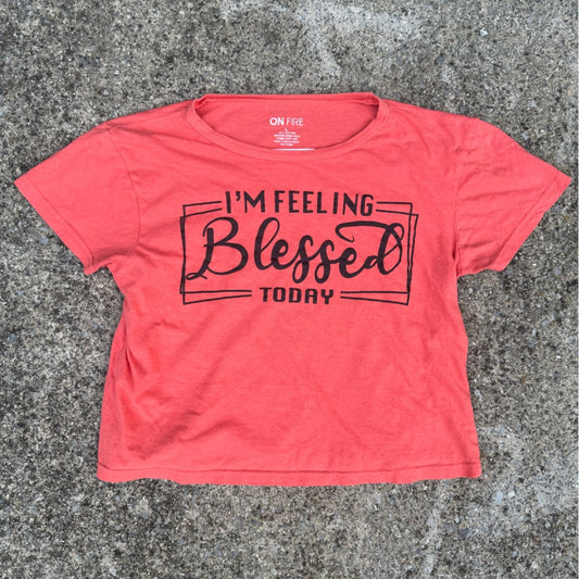 Clean On Fire I’m Feeling Bless Vibrant Red Crop Top Tee Size L