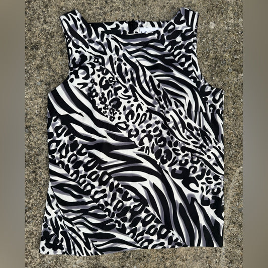 Clean AB Studio Zebra and Leopard Print Blouse Size 14