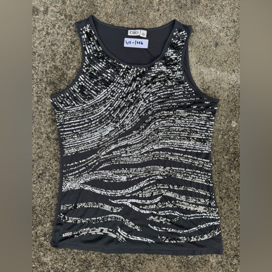 Clean Beautiful Cato Waves Sequin Gray Top Size L