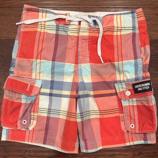Clean Abercrombie & Fitch Multicolor Plaid Swim Trunks Size L