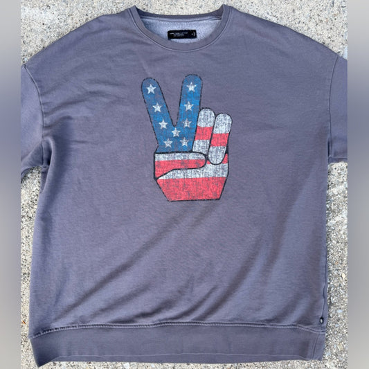 Clean Junk Food Clothing Gray Peace Sign Sweatshirt Size XL