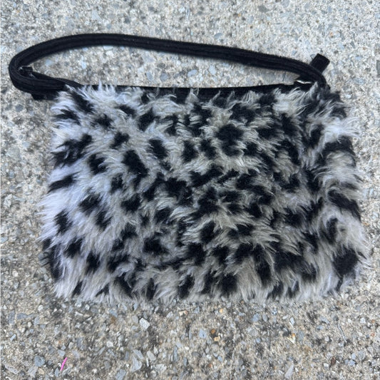 Stylish Black and Gray Faux Fur Hand-Warmer Area Women's Bag