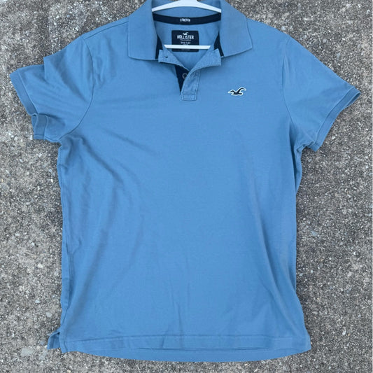 Clean Hollister Epic Flex Classic Blue Polo Shirt Size XL